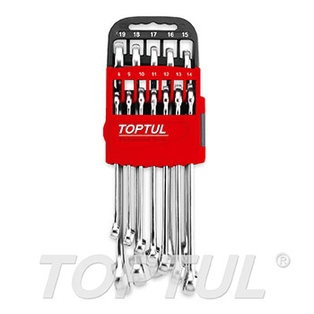 15° Offset Hi-Performance Combination Wrench Set - STORAGE RACK - RED - METRIC