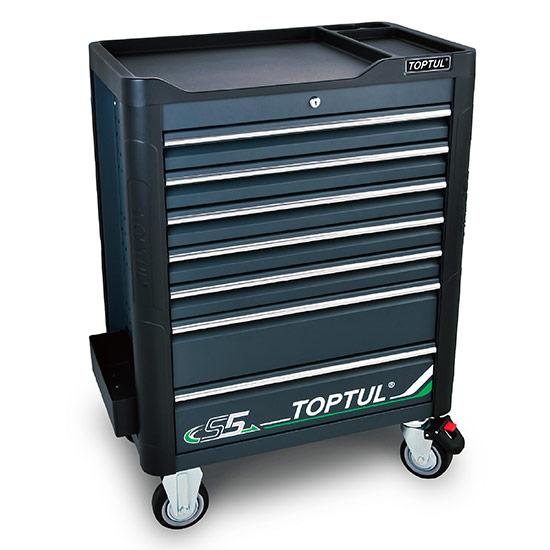 7-Drawer Mobile Tool Trolley - BUMPER SERIES - GRAY - ABS Worktop