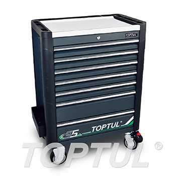 7-Drawer Mobile Tool Trolley - BUMPER SERIES - GRAY - Stainless Steel Worktop