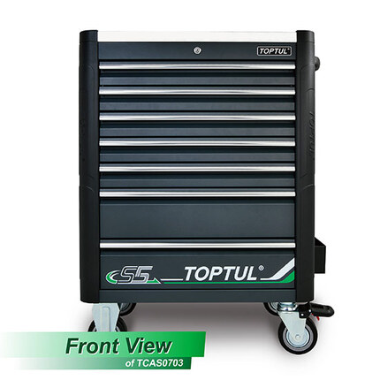7-Drawer Mobile Tool Trolley - BUMPER SERIES - GRAY - Stainless Steel Worktop