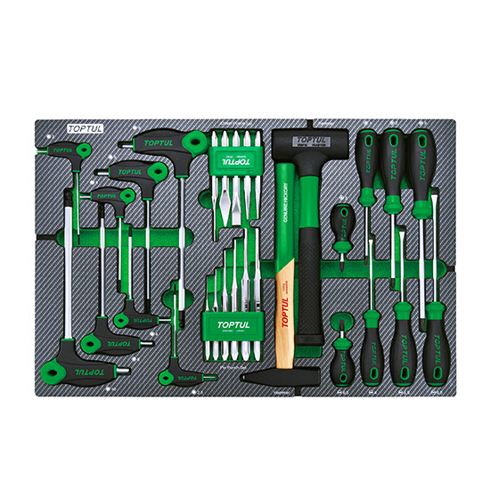 29PCS Screwdriver, Hammer, Punch, L-Type Two Way Ball Point & Hex Key Wrench Set