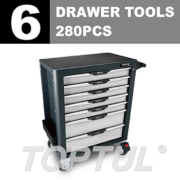 W/7-Drawer Tool Trolley - 280PCS Mechanical Tool Set (PRO-PLUS SERIES) GRAY