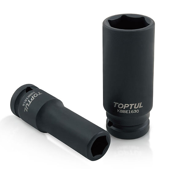 1/2" DR. 6PT Flank Deep Impact Sockets SAE TOPTUL The Mark of Professional Tools