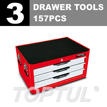 W/3-Drawer Tool Chest - 157PCS Mechanical Tool Set (PRO-LINE SERIES) RED
